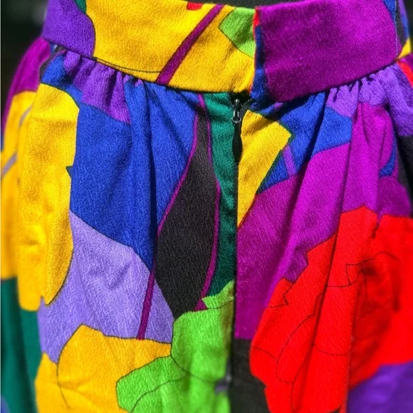 1960s 70s Handmade Day Flo Floral Barkcloth Palazzo Pants - Picture 9 of 13